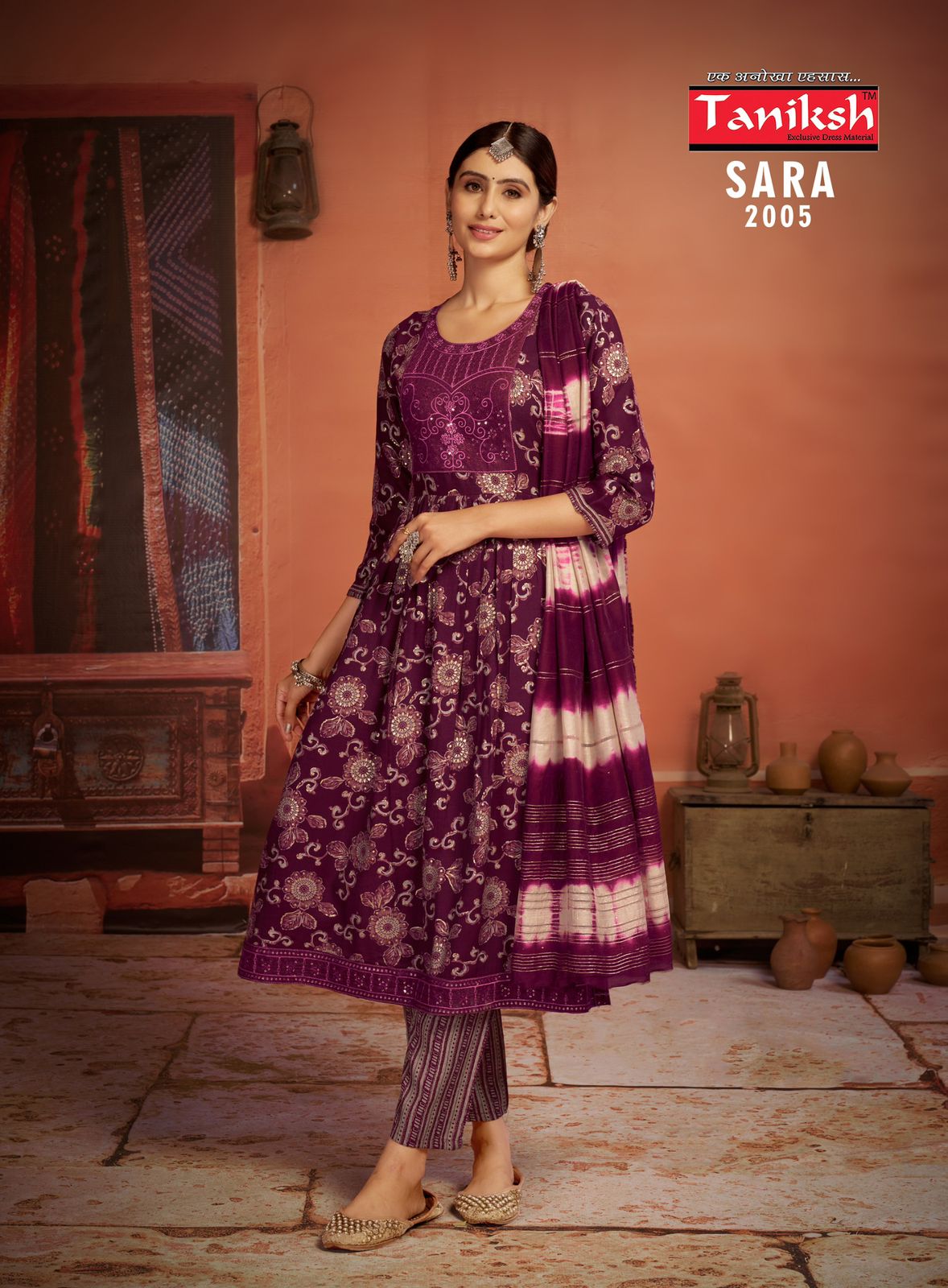 Taniksh Sara Vol 2 Embroidery Rayon Naira Cut Kurti With Bottom Dupatta
